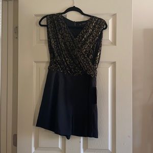 Zara women’s shorts romper with metallic print NWT